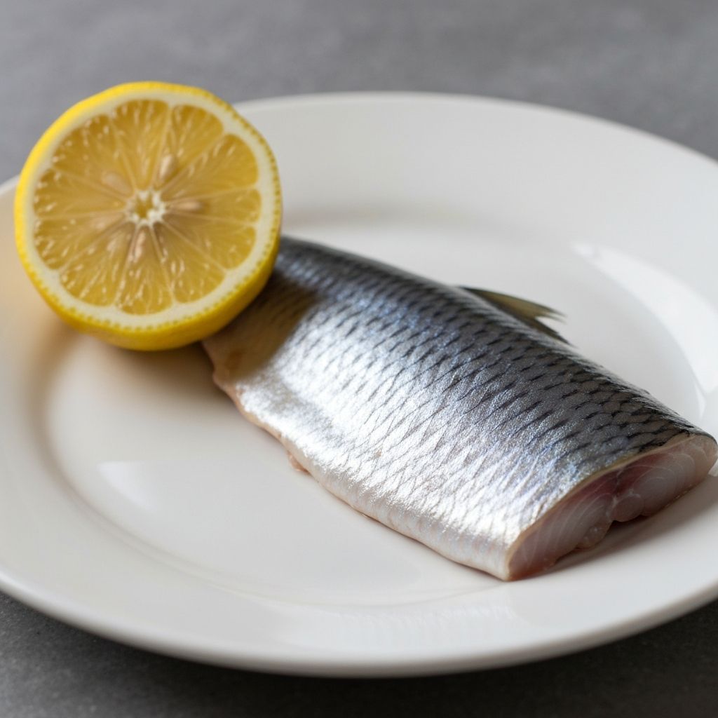 Fresh herring fillet with natural light