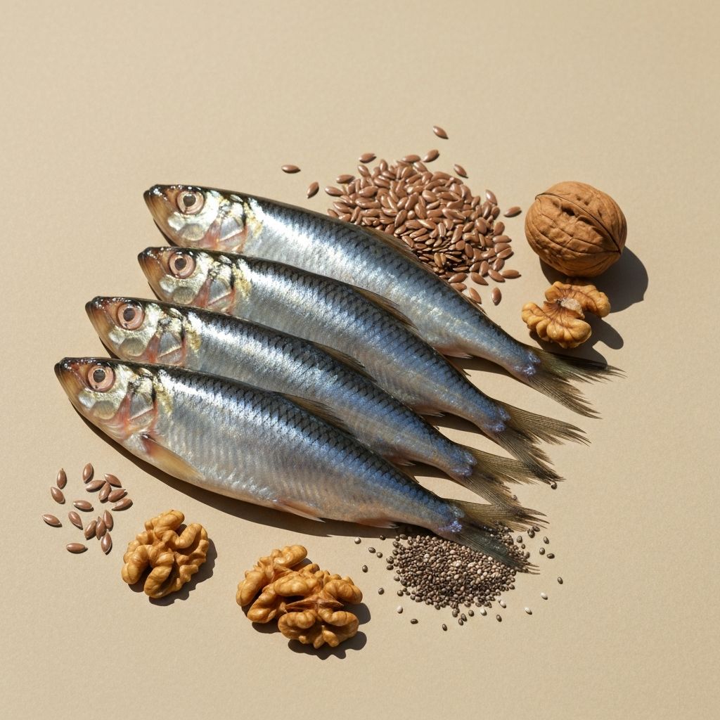 Omega-3 rich foods: herring, seeds, and nuts